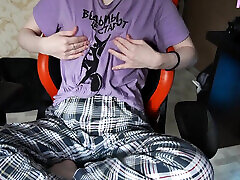 Virgin Plays with Her Nipples to Orgasm When She Is Home Alone