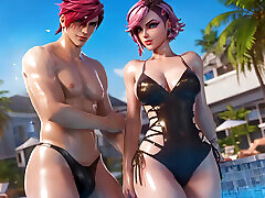 3D Animation : Vi Swimming Pool Dick Ride Missionary Fuck League of Legends Uncensored Hentai