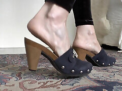 Blue Wooden Clogs, Sabots, Lady Victoria Valente
