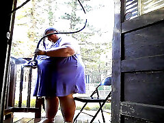 Showering in the water hose. pt 2