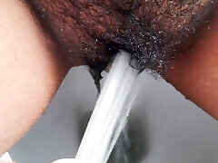 Pissing in bathroom and hardly Squirting Orgasm then moaning