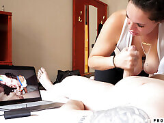Betty Buttplug Blowjob Watching Herself Give Head