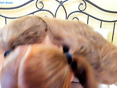 Redhead Pigtail Pulling POV Blowjob and Cum Swallow