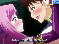 Beautiful hentai succuba screams in pleasure while being double penetrated balls deep by his friends