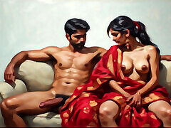 Indian naught bhabhi gives a sloppy blowjob to her stepson and gets her pussy banged