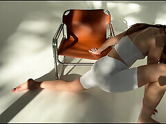 stretching en short long blanc-cameltoe
