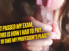 Bokep Indonesia Naughty college student passes exam but pays with professor&039;s blowjob, sucks greedy dick and swallows hot cum until it is finished!