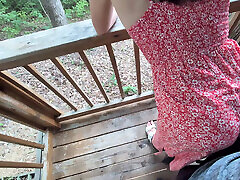POV lap dance from redhead in summer dress