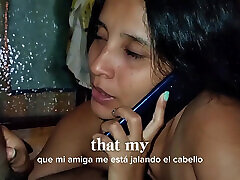I fuck my ex while talking on the phone with my boyfriend! I show him that now I can fit my whole cock in my mouth! subtitled