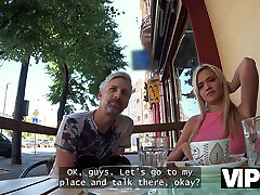 VIP4K. Blondie had fun in a public toilet