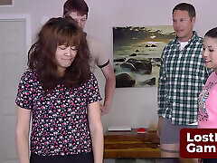 Tessa, Jesse, Jake, and Leilani bring in a cards strip game
