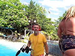 Casting in the Pool Chubby Big Tits, Ass but Fucking