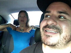 Hot girl masturbates in Uber driver&039;s car