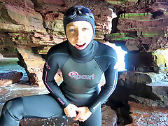 Wetsuit Cave Encounter: Secret Fun with Mysterious Stranger