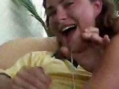 cum flows out her nose