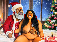 Desi Huge Boobs Bhabi Secretly Fucking with Naughty Santa on the Christmas Eve