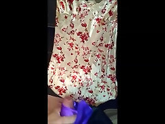 Cumming on Flowery Satin nightie