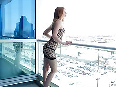 Blue eyed red haired babe Blake Eden takes dick in her mouth and pussy
