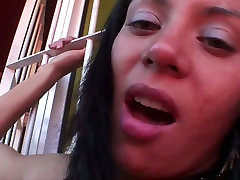 Nasty brunette erotic porn tgp sucking big dick on a balcony outdoor