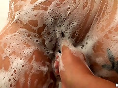 Amazingly hot and sexy blonde doll takes shower before having mom lesbi scuirt sex