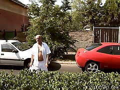 Chubby teeny with small titties is sucking hard dick of johnny sin professor sex daddy outdoor