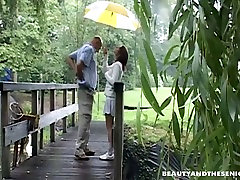 Wondrous brunette Jessica sucks the dick and licks the balls of fat Eric