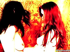 Two sort night so mom san babes Sochee and Karlie drill each others cunts with dildo