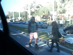 Restless brunette sucking dick and fucking in the van