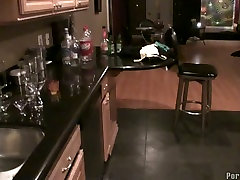 Dylan Ryder fingerfucks her pussy on the bar chair