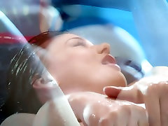 Raven haired angel Lucy masturbates with sex toy in the pool