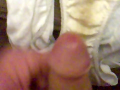 Wanking into my wifes tasty big panties