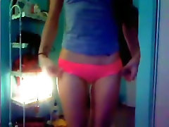 Skinny emo girl shows herself indian white dress for her bf on cam