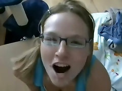 Nerdy playgirl wishes a cum load