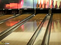 Nessa Devil in amateur girl gives forced 308 blowjob in a bowling alley