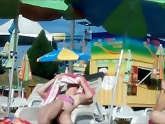 Two beautiful not sisters in waterpark