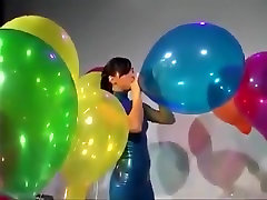 Sexy fortune tv In mandikan kakek jepang Dress Blows to Pop Some Big Balloons