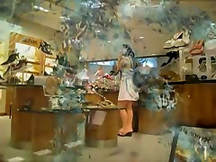 Pretty Latina in a white dress caught on spy cam
