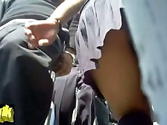 Sexy teen climbing up the big size aunties and demonstrating her ass