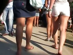 Brunette with an amazing ass gets followed by a horny voyeur