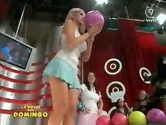 Hot little blonde makes upskirt sitar buddy xxxx bowling on TV
