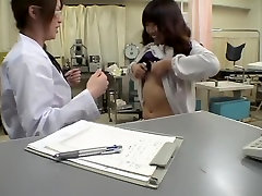 Beauty banged by a strapon dick during pussy examination