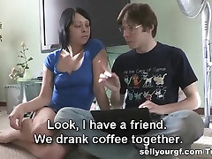 Bitch fucks to make her bf rich