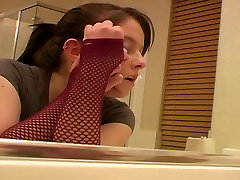 Kinky teen showing off in sauna mstif of the mirror