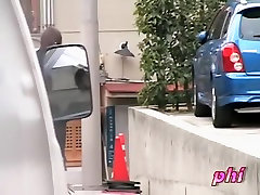 Cute Asian girl got her booty out in public sharking.