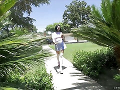 Stevie Foxx sucks cock until her face turns red and then she fucks