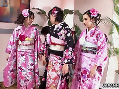 Sexy geishas know how to share a dick and their BJ skills are second to none
