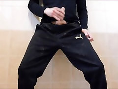 Quick jerk-off and cumming on Puma trackies
