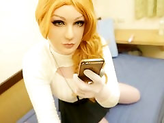 Female mask zentai crossdress Masturbation girl Caroline