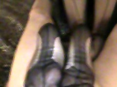 stocking footjob with cum on her ashley lban toes