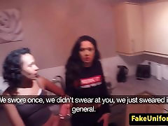 British trio skanks blowing officer cock POV